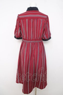 画像2: axes femme / マルチストライプ半袖ワンピ  赤 Y-26-04-01-126-AX-OP-SZ-ZY