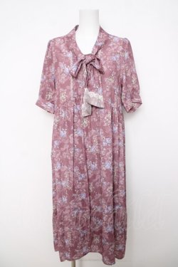 画像1: axes femme / ローズレース柄ボータイワンピース F ピンク Y-26-04-01-127-AX-OP-SZ-ZY