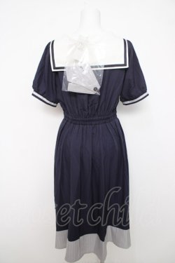 画像2: axes femme / タイ付き×セーラー襟ワンピース F 紺 Y-26-04-01-129-AX-OP-SZ-ZY