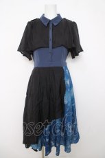 画像1: axes femme POETIQUE / ダークマリンバイカラーワンピース M 紺 Y-26-04-01-130-AX-OP-SZ-ZI (1)