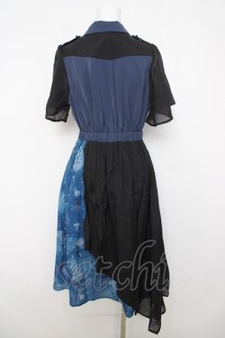 画像2: axes femme POETIQUE / ダークマリンバイカラーワンピース M 紺 Y-26-04-01-130-AX-OP-SZ-ZY