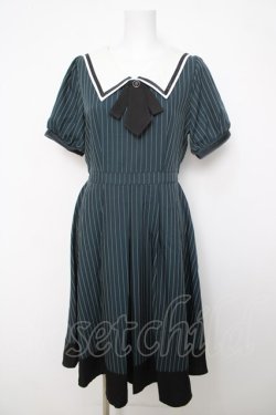 画像1: axes femme / タイ付き×セーラー襟ワンピース F グリーン Y-26-04-01-133-AX-OP-SZ-ZY