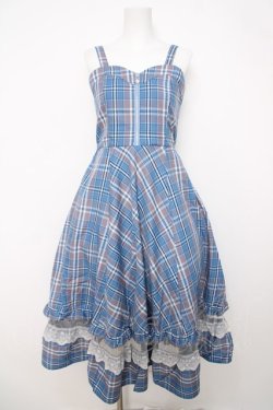 画像1: axes femme / センタージップチェックジャンスカ F ブルー Y-26-04-01-137-AX-OP-SZ-ZY