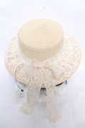 axes femme / レースフリルリボンカンカン帽  生成り Y-26-04-01-026-AX-AC-SZ-ZY