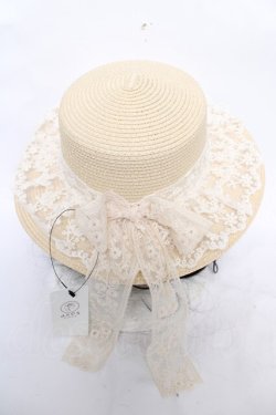 画像1: axes femme / レースフリルリボンカンカン帽  生成り Y-26-04-01-026-AX-AC-SZ-ZY