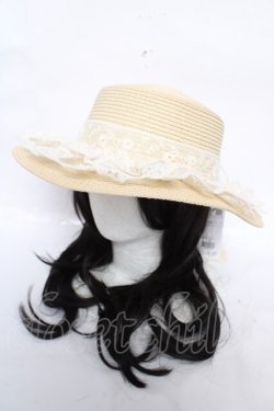 画像2: axes femme / レースフリルリボンカンカン帽  生成り Y-26-04-01-026-AX-AC-SZ-ZY