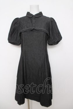 画像1: Fi.n.t / パフスリーブデニムレイヤードワンピース F 黒 Y-26-04-01-155-CA-OP-SZ-ZY