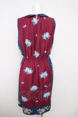 画像2: an another angelus / スカーフリメイク風ワンピース F ネイビー×ワイン Y-26-04-01-165-CA-OP-SZ-ZY