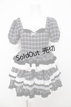 画像1: lilLilly / Starryバイカラーフリルドレス F 黒チェック Y-26-04-01-169-LO-OP-SZ-ZY