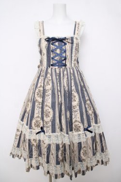 画像1: metamorphose / アンティークブーケミディアムジャンパースカート  ブルー Y-26-04-01-177-ME-OP-AS-ZY