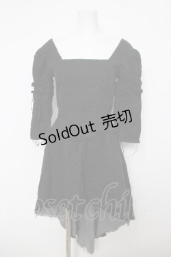 画像1: Na+H / ダメージガーゼワンピース  黒 Y-26-04-01-182-PU-OP-SZ-ZY