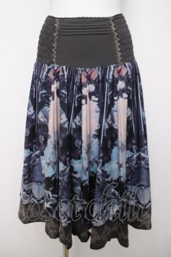 画像1: OZZ ANGELO / 絵画プリントスカート  チャコール Y-26-04-01-191-OO-SK-SZ-ZY