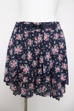 画像1: axes femme / 小花柄フレアキュロット M 紺 Y-26-04-01-196-AX-PA-SZ-ZY