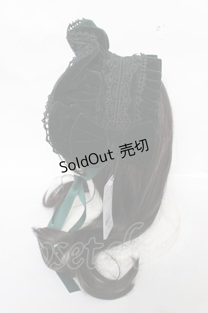 画像2: axes femme kawaii / ベルベットドールハーフボンネット  グリーン Y-26-04-01-032-AX-AC-SZ-ZY (2)