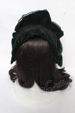 画像3: axes femme kawaii / ベルベットドールハーフボンネット  グリーン Y-26-04-01-032-AX-AC-SZ-ZY