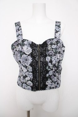 画像1: axes femme / フルールPTジップ付ビスチェ  黒 Y-26-04-03-049-AX-TO-SZ-ZY