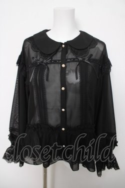 画像1: axes femme / ブルゾン風フリルシアブラウス F 黒 Y-26-04-03-055-AX-BL-SZ-ZY