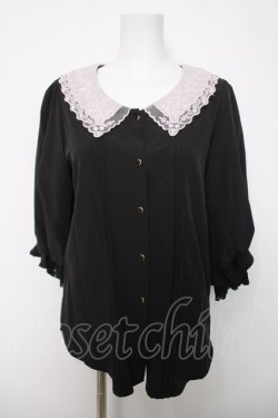 画像1: axes femme POETIQUE / レース襟ブラウス  黒 Y-26-04-03-057-AX-BL-SZ-ZY