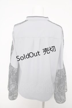 画像2: axes femme / 袖レースブラウス  ブルーグレー Y-26-04-03-060-AX-BL-SZ-ZY