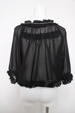 画像2: axes femme / シャーリングシフォンブルゾン  黒 Y-26-04-03-063-AX-JA-SZ-ZY