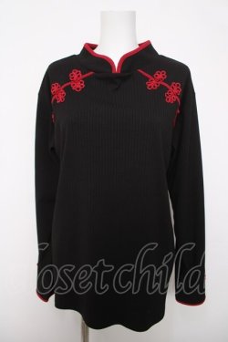 画像1: axes femme / チャイナ釦マオカラープルオーバー  黒 Y-26-04-03-065-AX-TO-SZ-ZY