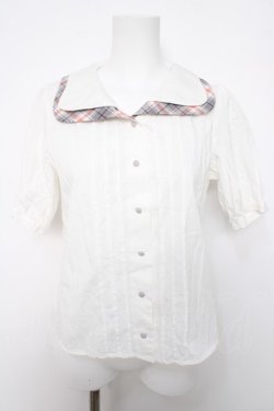 画像1: Fi.n.t / チェック襟ブラウス  白 Y-26-04-03-072-CA-BL-SZ-ZY