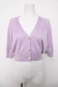 an another angelus / SAVONパッケージ釦透かし編み5分袖ニットカーディガン  ラベンダー Y-26-04-03-081-CA-TO-SZ-ZY