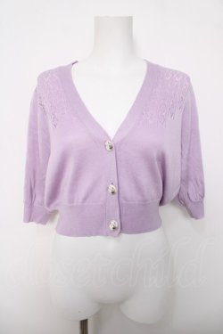 画像1: an another angelus / SAVONパッケージ釦透かし編み5分袖ニットカーディガン  ラベンダー Y-26-04-03-081-CA-TO-SZ-ZY