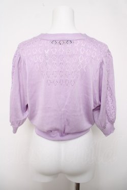 画像2: an another angelus / SAVONパッケージ釦透かし編み5分袖ニットカーディガン  ラベンダー Y-26-04-03-081-CA-TO-SZ-ZY
