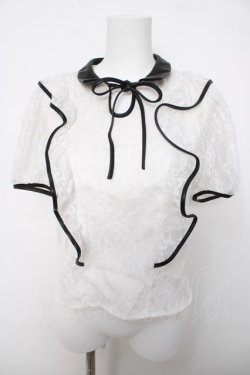 画像1: Bubbles / ポイントレザーレースブラウス F ホワイト Y-26-04-03-085-CA-TO-SZ-ZY