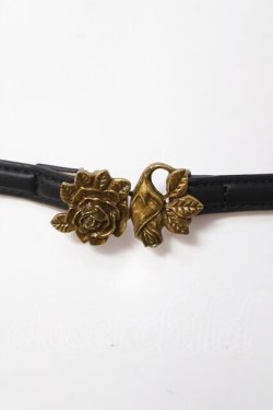 画像1: axes femme / バラモチーフ細ベルト  黒 Y-26-04-03-011-AX-SK-SZ-ZY