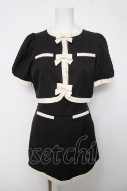 画像1: Bubbles / レザートリミングリボンセットアップ F ブラック Y-26-04-03-089-CA-OP-SZ-ZY