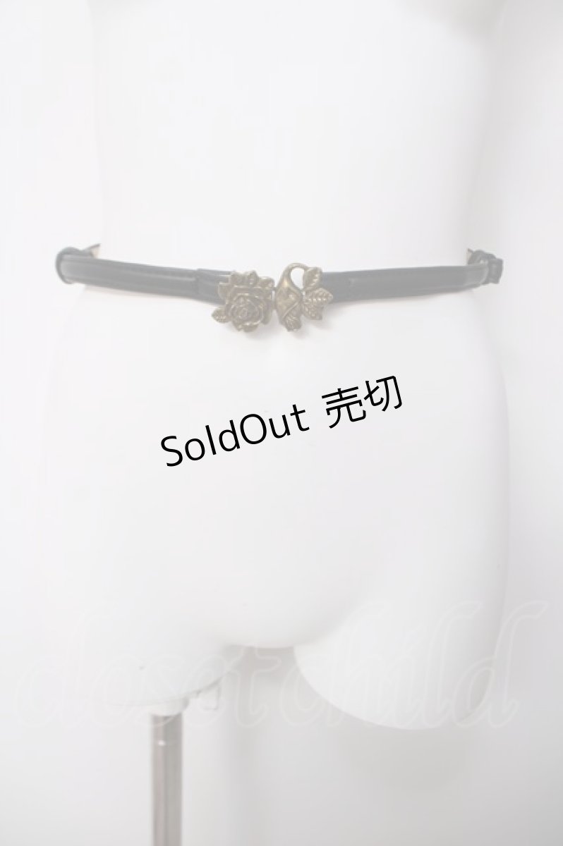 画像2: axes femme / バラモチーフ細ベルト  黒 Y-26-04-03-011-AX-SK-SZ-ZY (2)