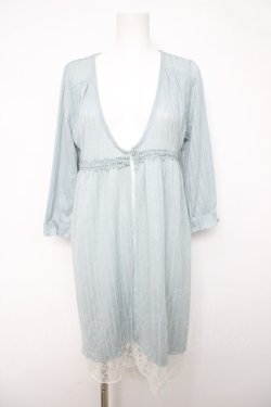 画像1: axes femme / レース重ねロングカーディガン  サックス Y-26-04-03-092-AX-TO-SZ-ZY