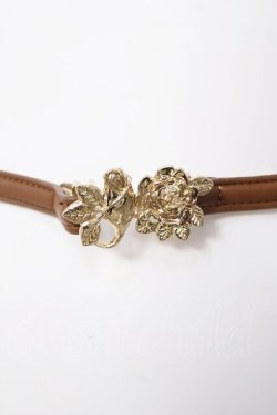 画像1: axes femme / バラモチーフ細ベルト  茶 Y-26-04-03-012-AX-SK-SZ-ZY