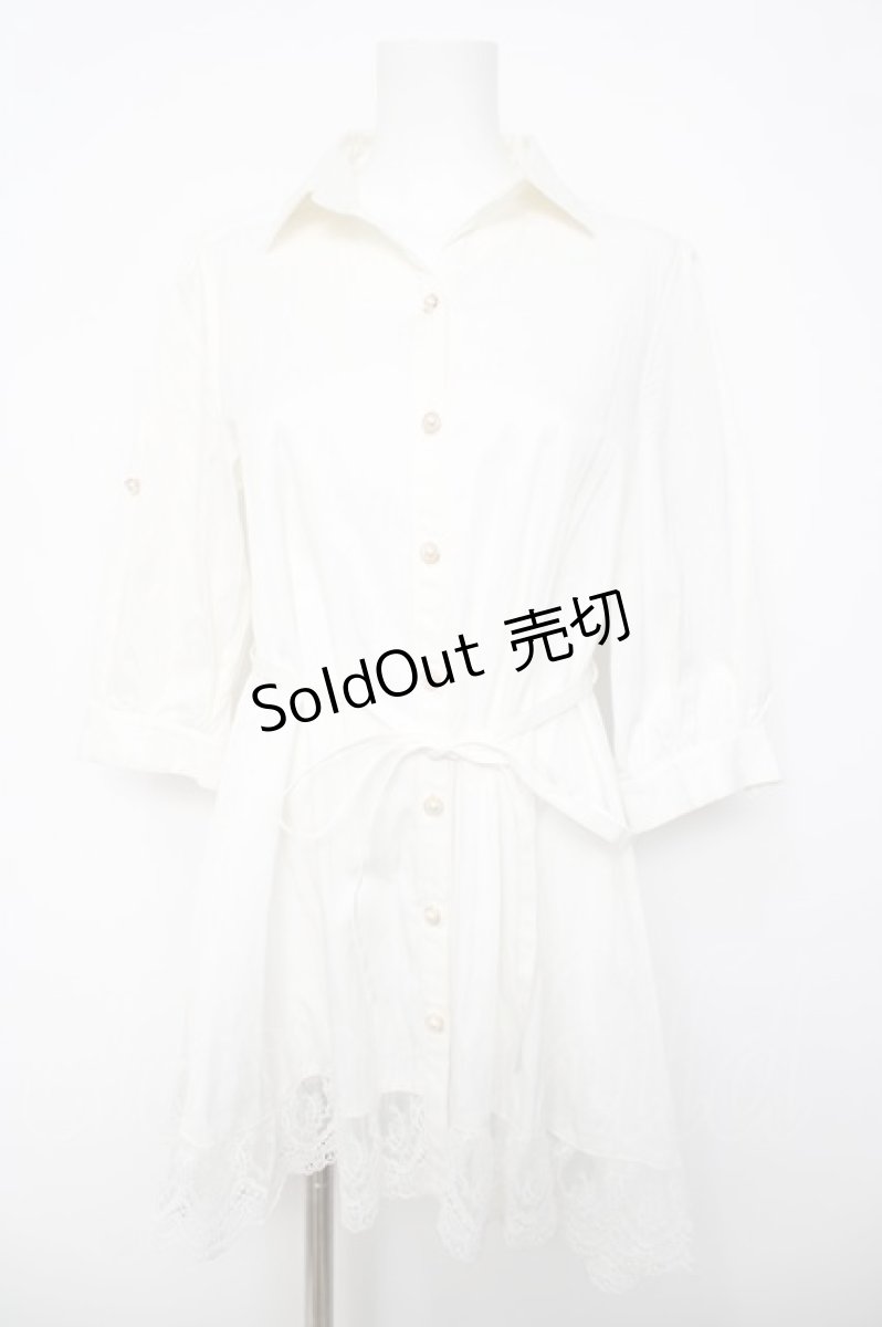画像1: axes femme / 裾レースシャツチュニック  白 Y-26-04-03-102-AX-TO-SZ-ZY (1)
