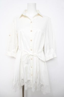 画像1: axes femme / 裾レースシャツチュニック  白 Y-26-04-03-102-AX-TO-SZ-ZY