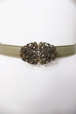 画像1: axes femme / バラモチーフ細ベルト  カーキ Y-26-04-03-013-AX-SK-SZ-ZY