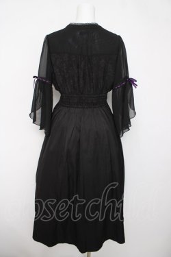 画像2: axes femme POETIQUE / チャイナボタンフレア袖ワンピース  黒 Y-26-04-03-109-AX-OP-SZ-ZY