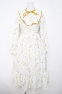 画像1: axes femme / ミモザ×ラベンダー柄ワンピース F イエロー Y-26-04-03-110-AX-OP-SZ-ZY