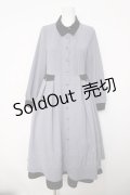 axes femme / 襟デザイン連釦バイカラーワンピース  ブルーグレー Y-26-04-03-116-AX-OP-SZ-ZY