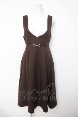 画像1: F i.n.t / チェーンビット使いディープVネックジャンパースカート  ブラウン Y-26-04-03-120-CA-OP-SZ-ZY