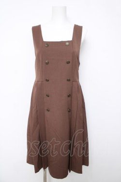 画像1: Fi.n.t / エンブレム釦プリーツジャンパースカート  茶 Y-26-04-03-121-CA-OP-SZ-ZY