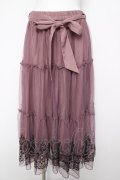 axes femme / 裾刺繍チュールティアードスカート  ピンク Y-26-04-03-143-AX-SK-SZ-ZY