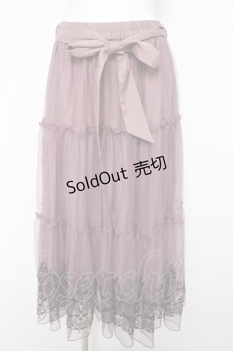 画像1: axes femme / 裾刺繍チュールティアードスカート  ピンク Y-26-04-03-143-AX-SK-SZ-ZS (1)