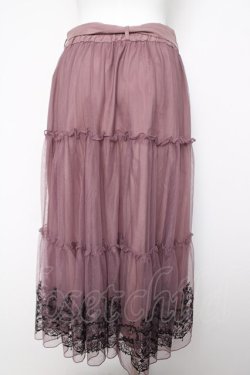 画像2: axes femme / 裾刺繍チュールティアードスカート  ピンク Y-26-04-03-143-AX-SK-SZ-ZY