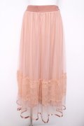 axes femme / レース×チュールスカート  サーモンピンク Y-26-04-03-145-AX-SK-SZ-ZY
