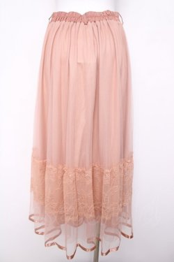 画像2: axes femme / レース×チュールスカート  サーモンピンク Y-26-04-03-145-AX-SK-SZ-ZY