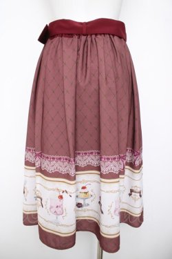 画像2: axes femme kawaii / レトロ喫茶ベルト付スカート  ボルドー Y-26-04-03-156-AX-SK-SZ-ZY