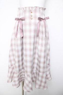 画像1: Amavel / チェックフレアスカート  ピンク Y-26-04-03-168-CA-SK-SZ-ZY